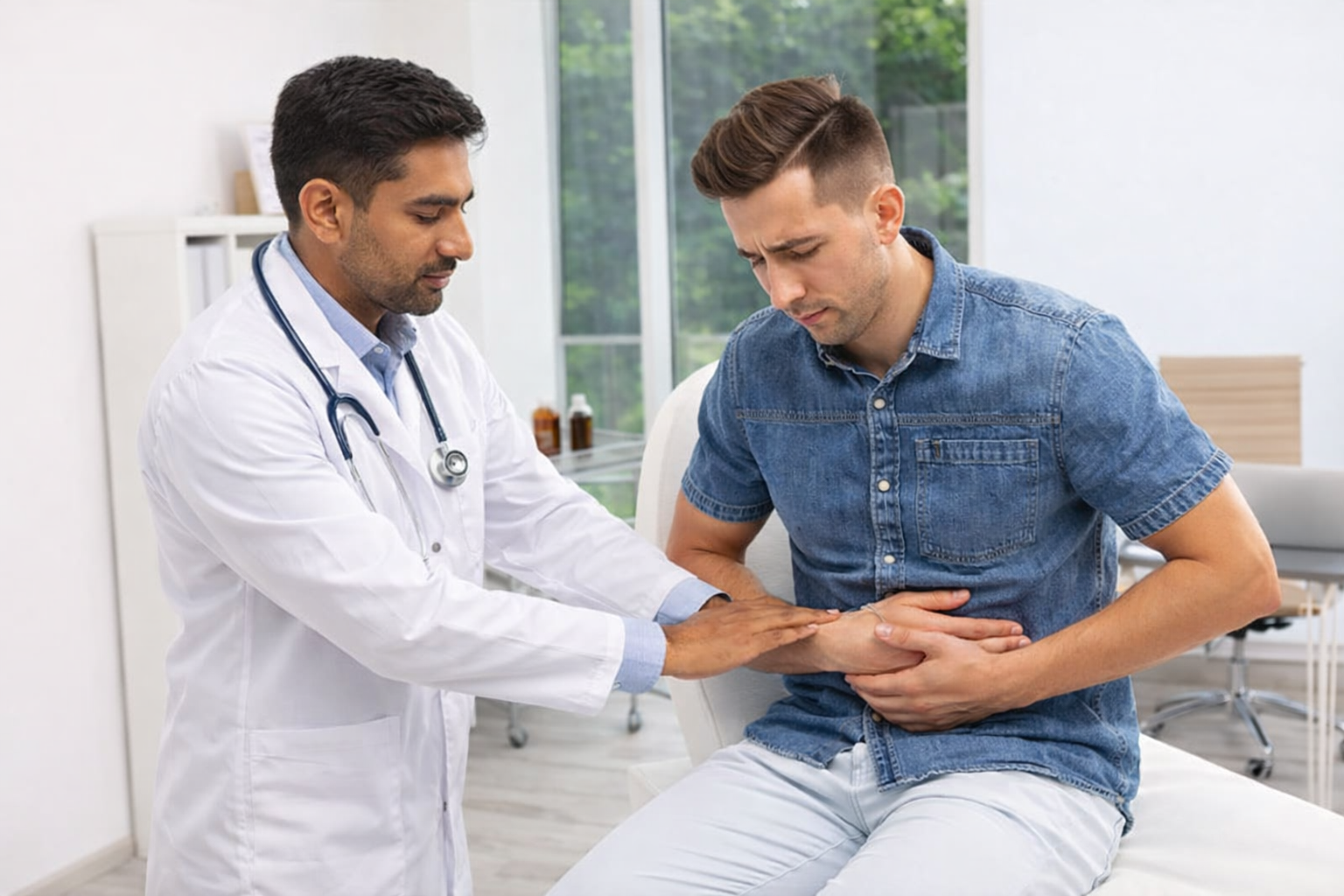 Dr. Dinesh Bhardwaj consulting a patient for pain relief treatment in Delhi